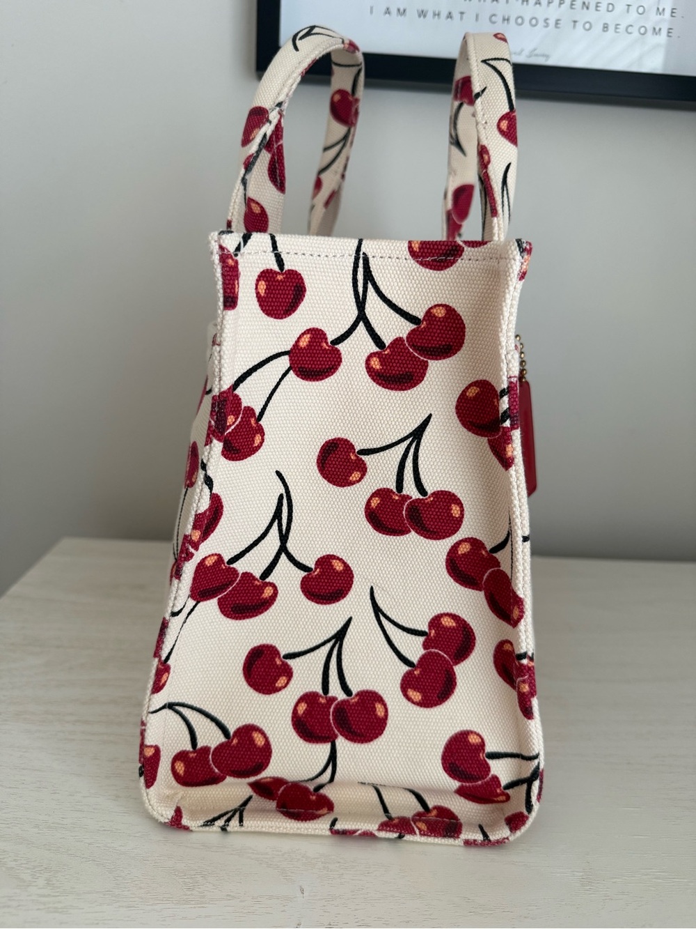 Coach Cherry-Print Canvas Tote - Red/Cream - Picture 4 of 6